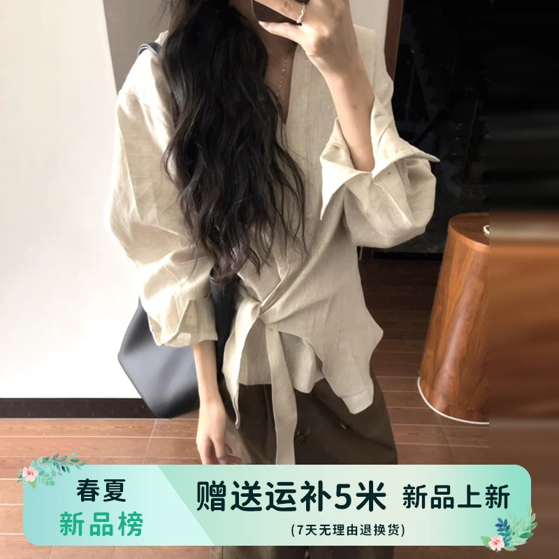 0452高级感不规则衬衫外套女春秋2025新款小众独特漂亮长袖上衣