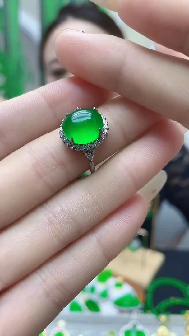 银S925镶嵌戒指翡翠J01