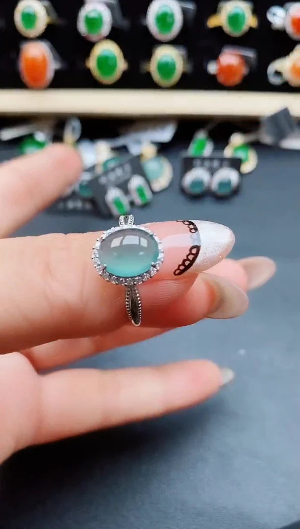 翡翠戒指银S925镶嵌50850580