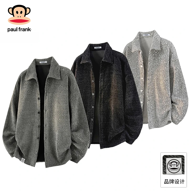 PaulFrank/大嘴猴美式重磅雪尼尔夹克外套男2025秋季宽松休闲上衣