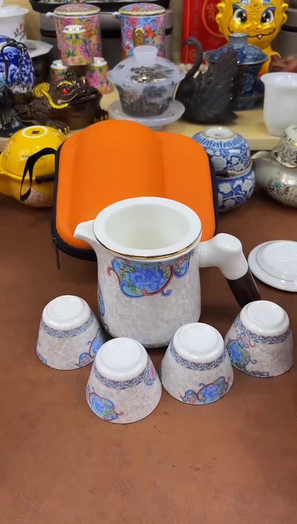 陶瓷茶具摆件旅行套组