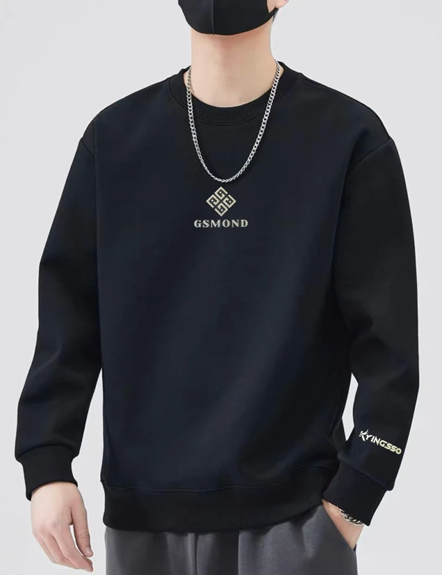 【2025男士高级感休闲卫衣银沙印】圆领运动个性百搭洋气潮流套头