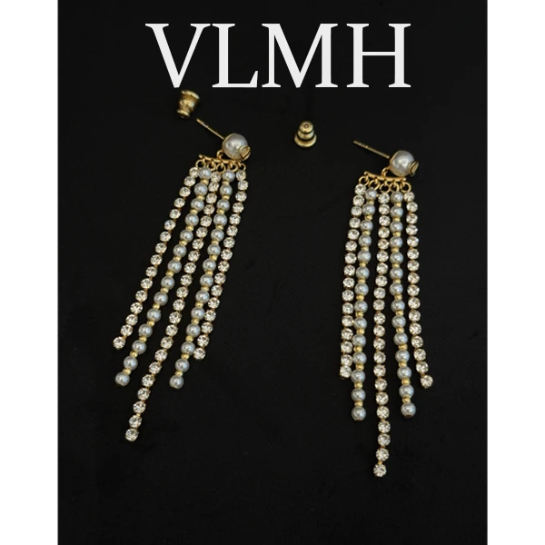 铜合金仿珍珠耳饰 CNC 精工 吊坠流苏镶钻时尚耳环耳钉VLMH1087