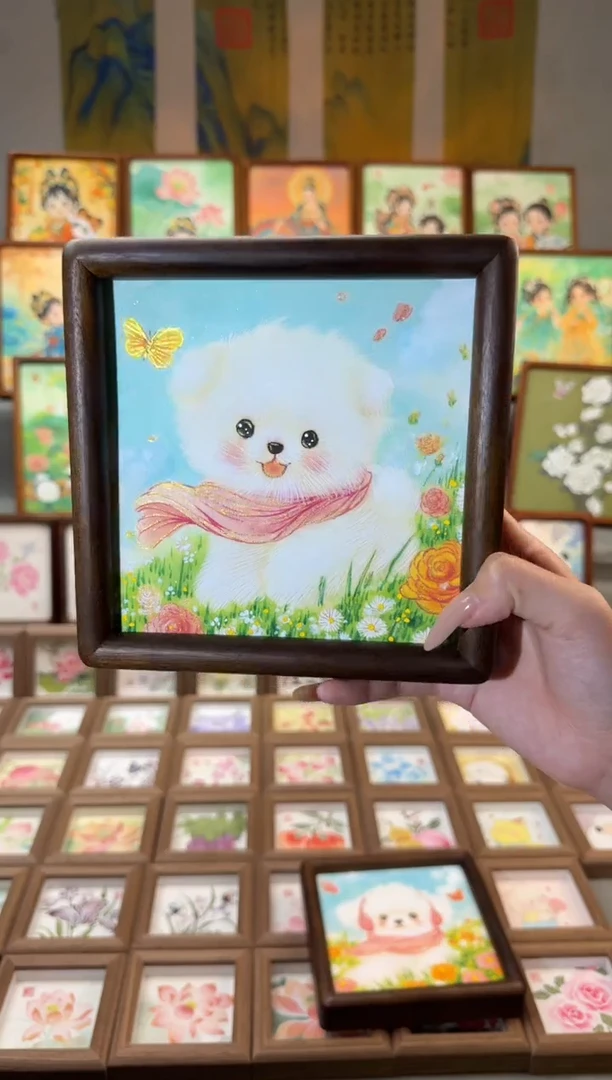 国画蝴蝶小狗 手绘国画15