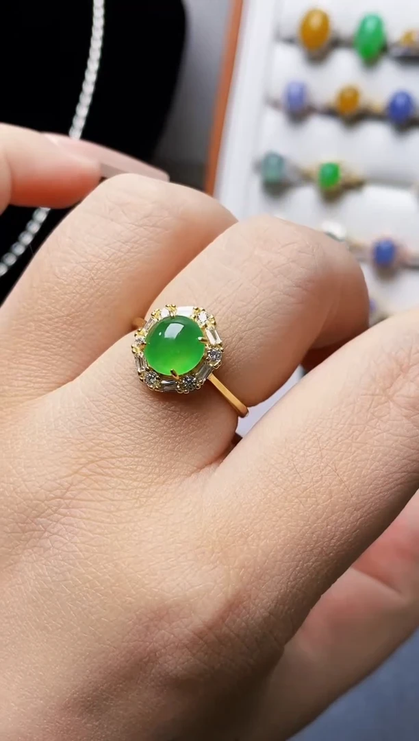 银S925镶嵌戒指翡翠3227