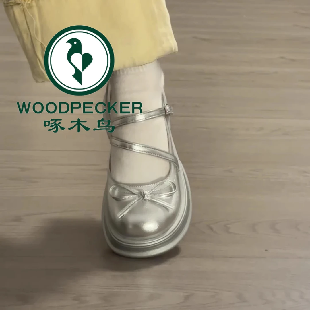 啄木鸟法式黑色英伦风小皮鞋女2025秋季新款厚底粗跟jk玛丽珍单鞋