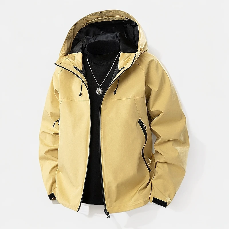 男外衣春秋款休闲外套男美式冲锋夹克男装百搭连帽休闲运动时尚