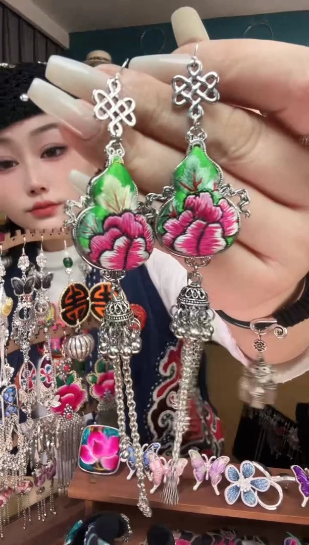 刺绣纯手工民族风刺绣耳环