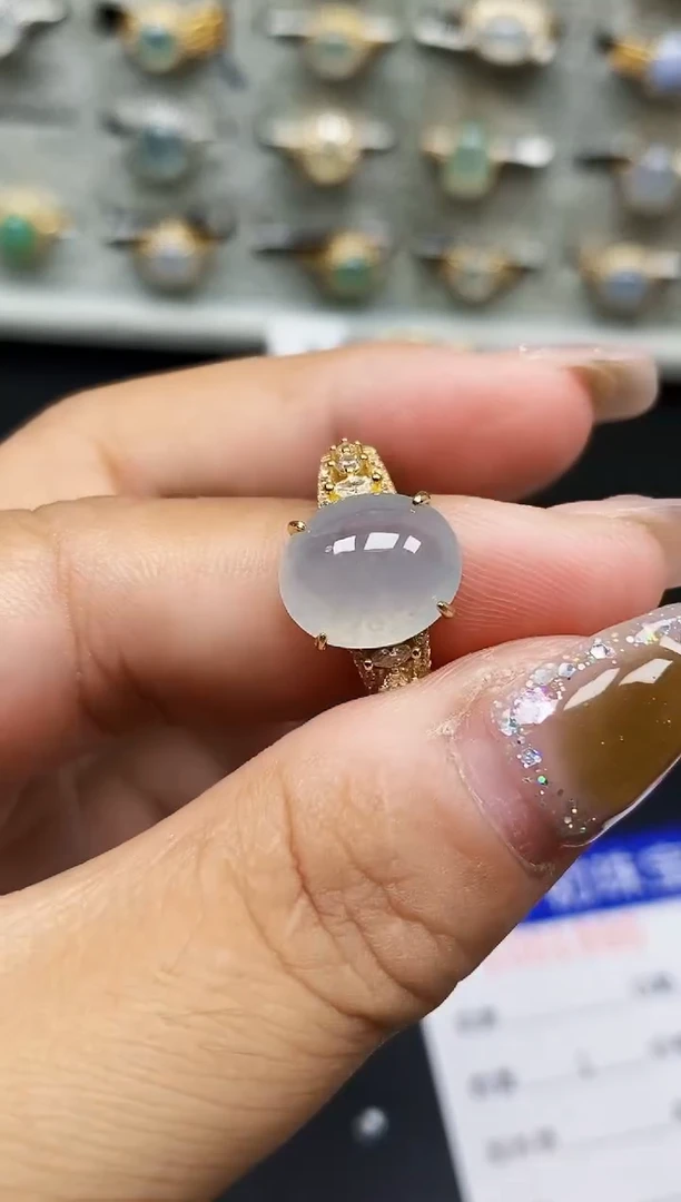 银S925镶嵌戒指翡翠8683