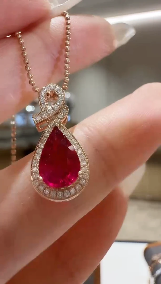 定制碧玺8字卢比莱吊坠18K金镶嵌不含链子++++