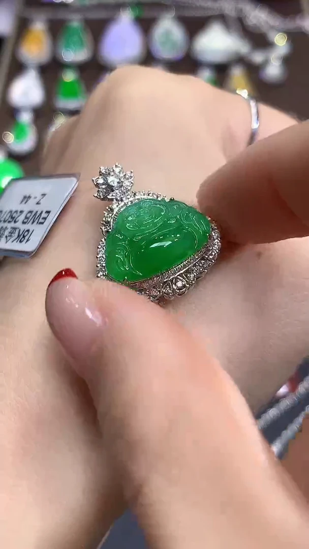 吊坠(不含链)18K金镶嵌翡翠S10