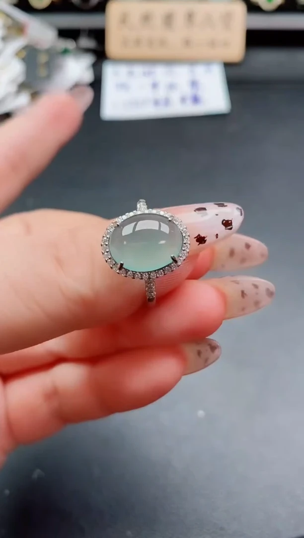 银S925镶嵌戒指翡翠1