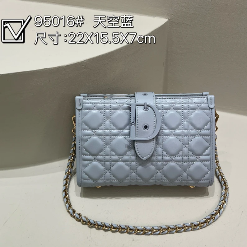 【特特甄选】ZT-95016-天空蓝链条单肩包牛皮包绣线斜挎女包