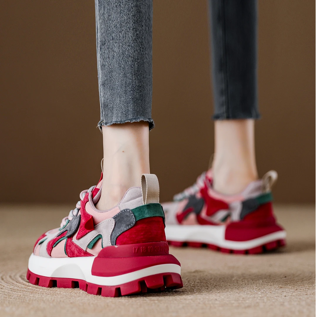 玛古芭轻奢老爹鞋女款厚底增高显瘦拼色潮流小众时尚休闲百搭女鞋