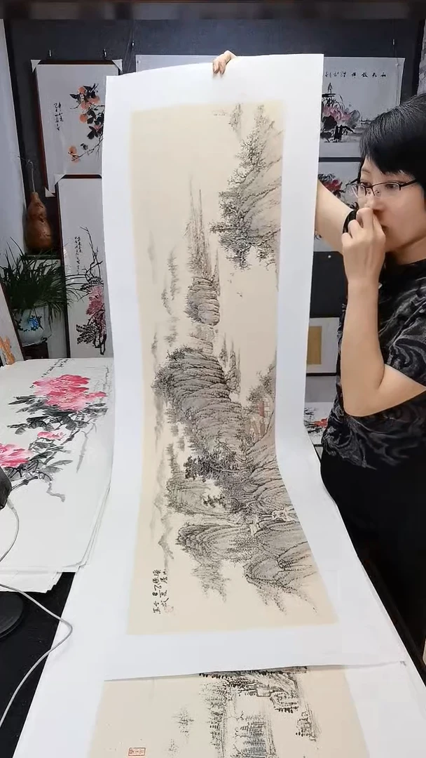 溪山幽居图138*35cm