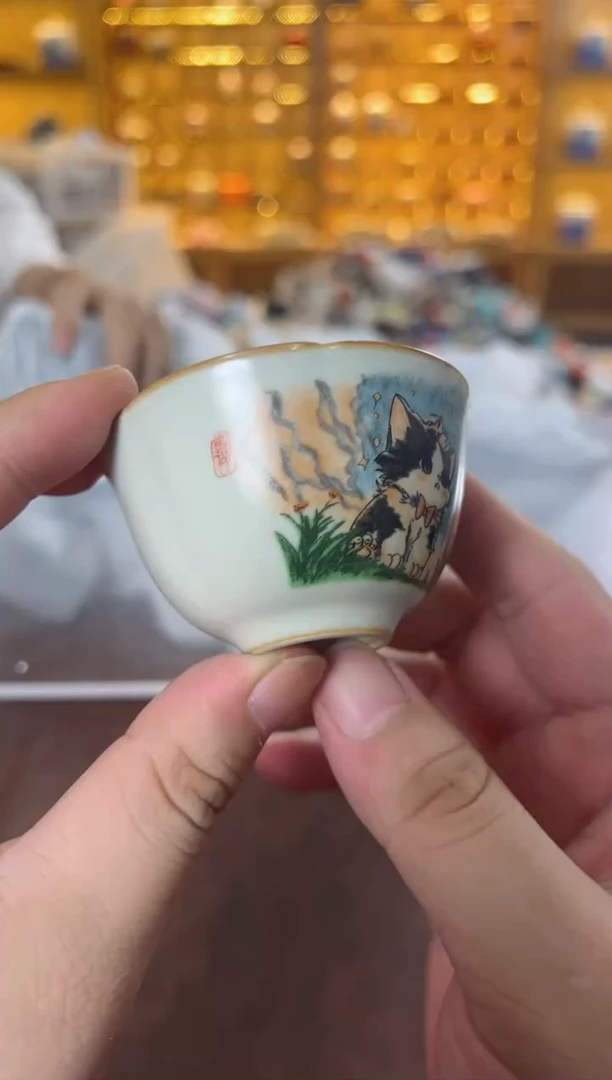 瓷片鸣盏居11111111猫咪主人杯