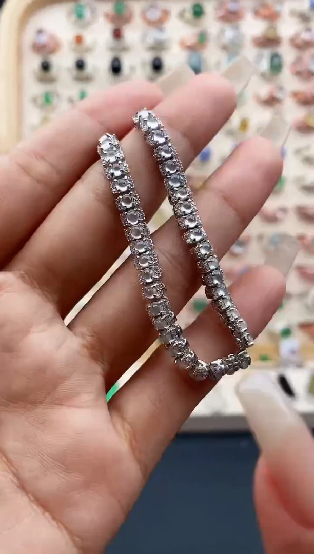 【闪购商品】翡翠手链银S925镶嵌缅甸天然A货翡翠111  9+