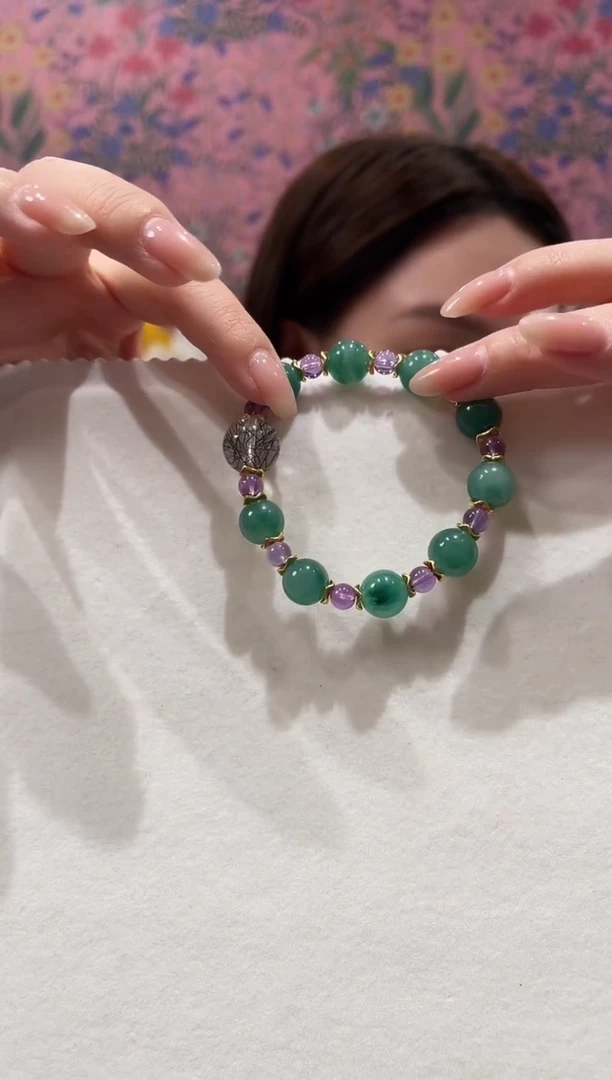 石英质玉（非洲翠）未镶嵌珠宝半成品手串