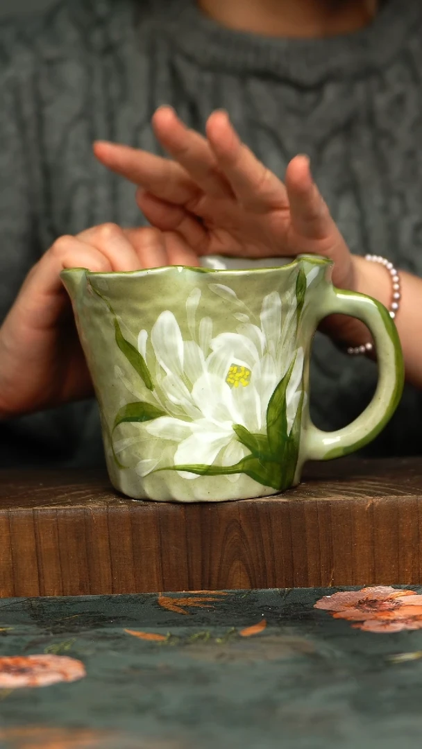 杯釉下彩手工手绘同款陶器