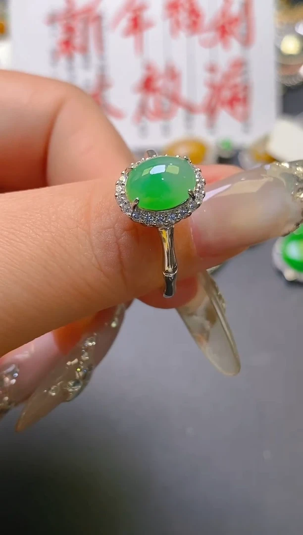 【闪购商品】翡翠耳饰银S925镶嵌天然A货翡翠1