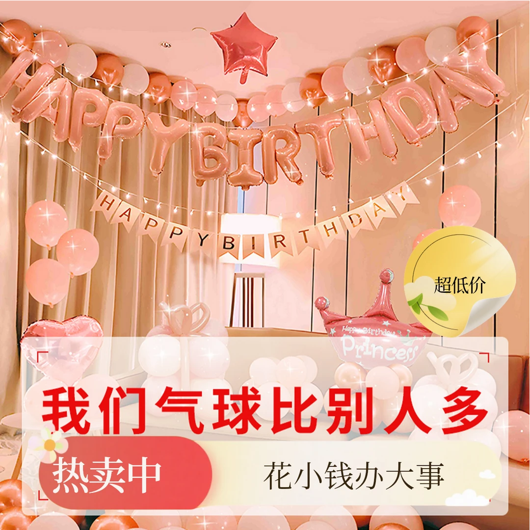 网红生日装饰女孩18岁成人礼男孩女童快乐派对氛围生日布置背景墙