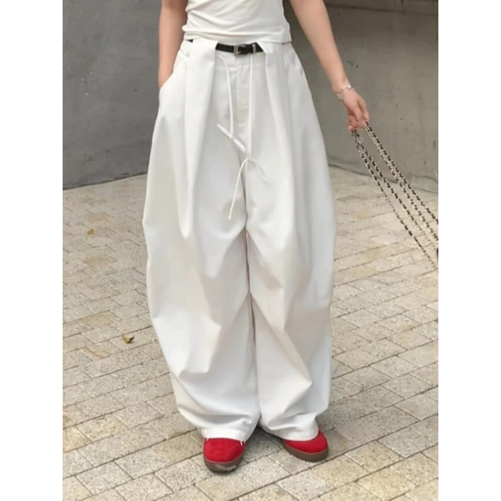 美式白色休闲工装裤2025夏季新款女小众别致宽松显瘦百搭阔腿长裤