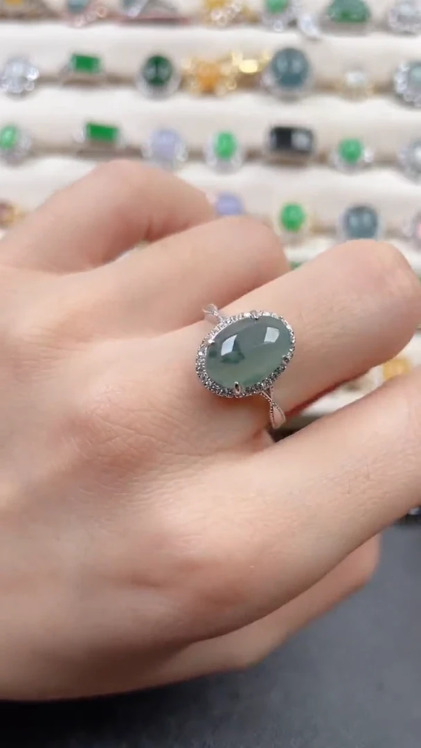 银S925镶嵌戒指翡翠1