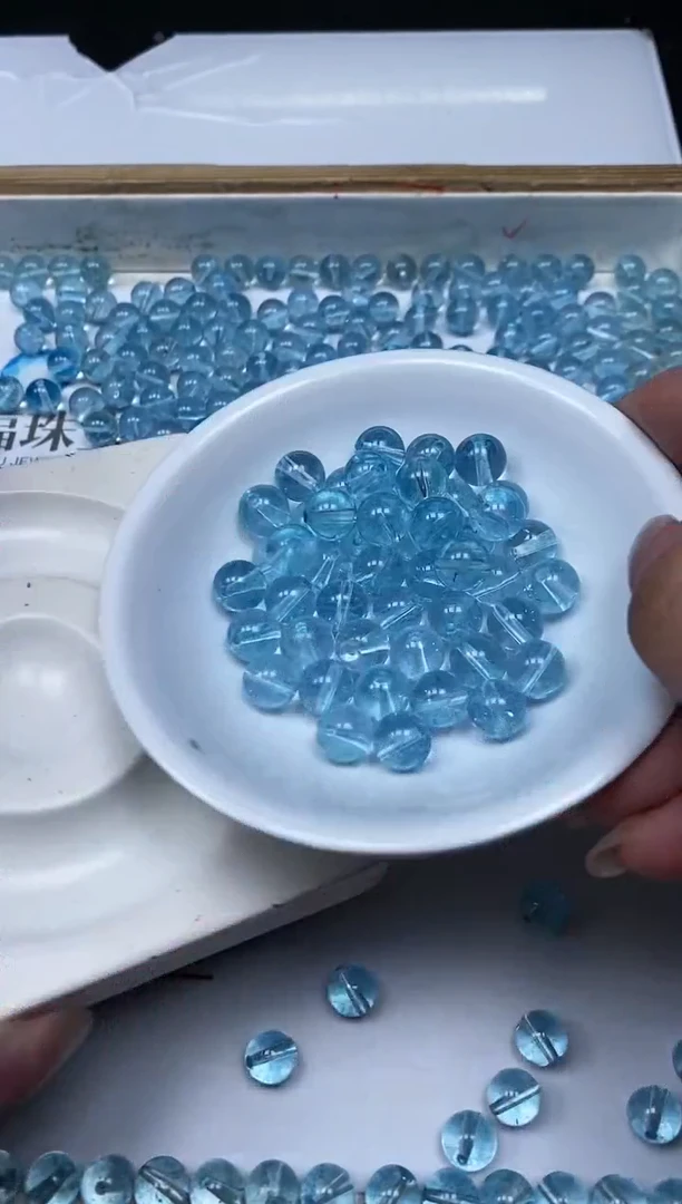 水晶珠宝半成品未镶嵌C894 海蓝水晶8mm10个9.9元