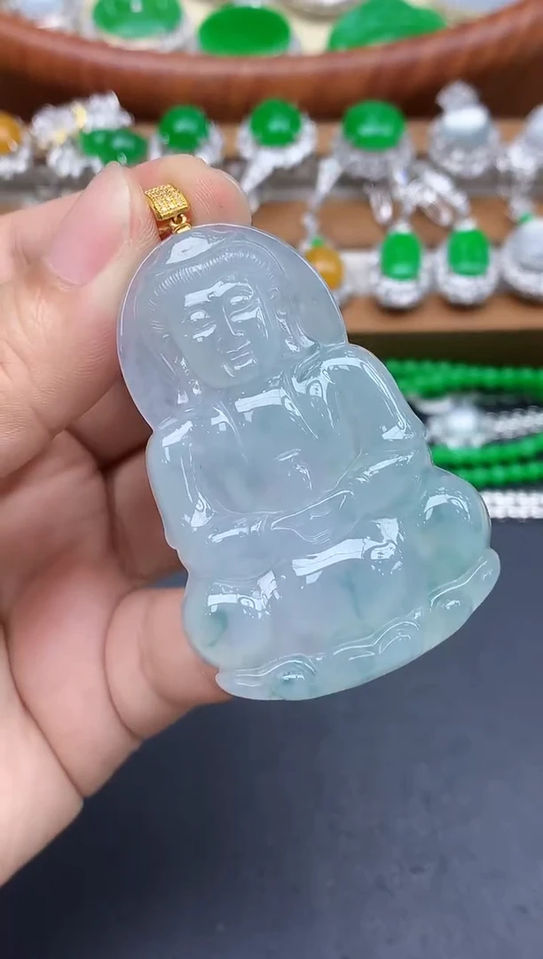 颈饰18K金镶嵌翡翠水*泪417-中国好珍宝