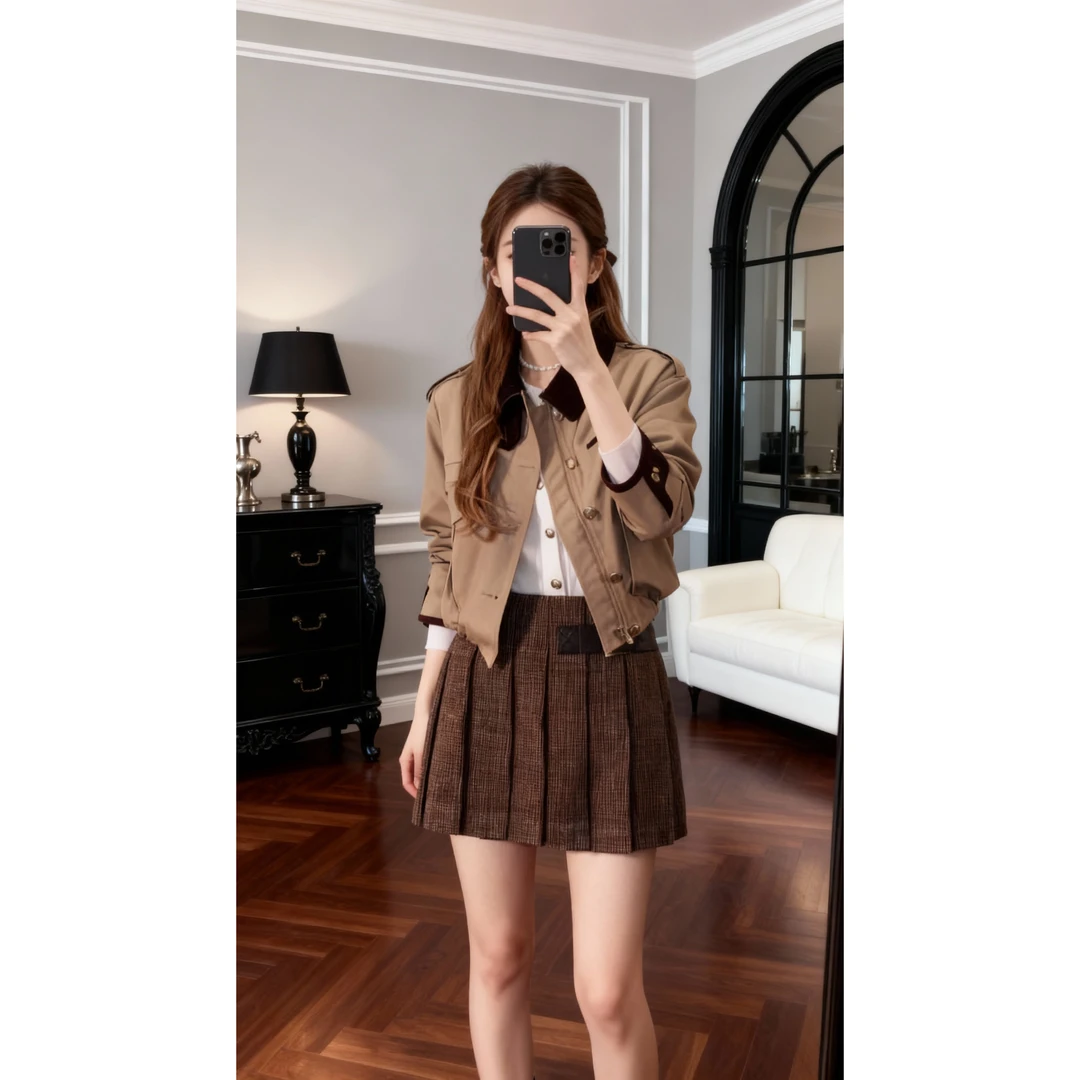 复古针织西装外套女秋冬高级感气质双排扣宽松西服上衣潮