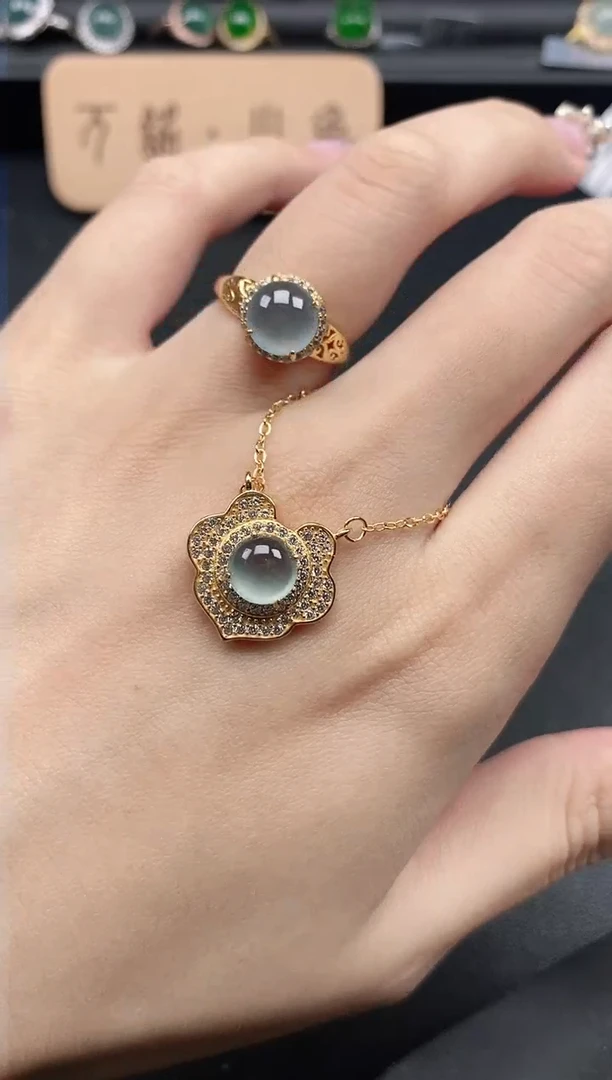 翡翠戒指银S925镶嵌51151