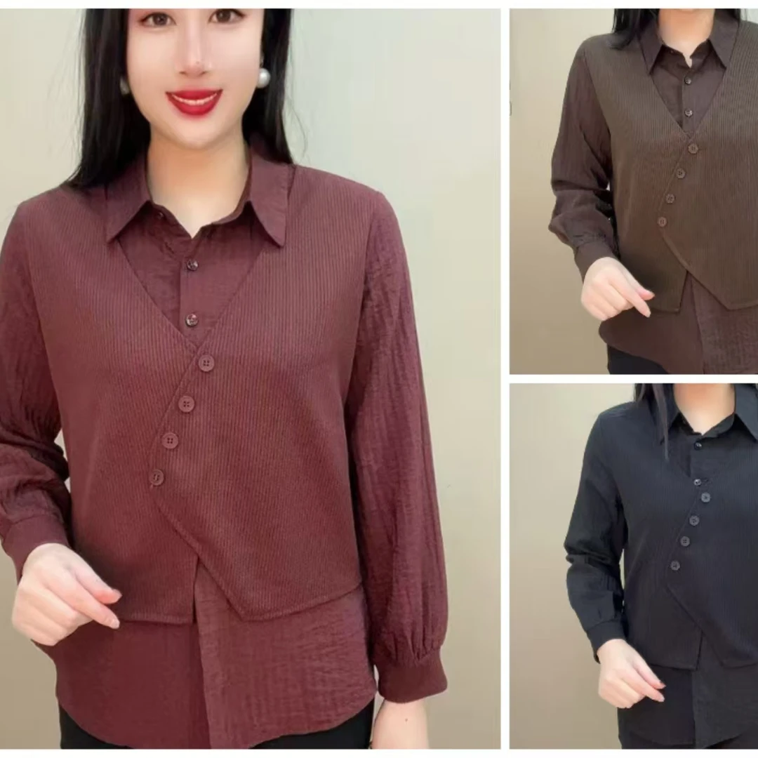 2587款针织拼接假两件小衫