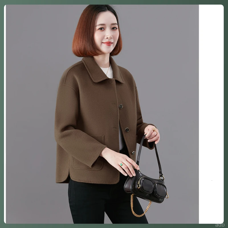 100绵羊毛大衣女秋冬双面呢高级新款显瘦气质小个子短款毛呢外套