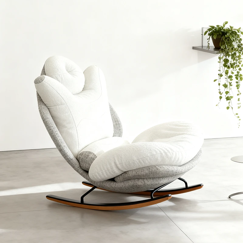 怀抱摇椅|单人沙发椅皮艺摇摇椅躺椅阳台客厅懒人休闲椅