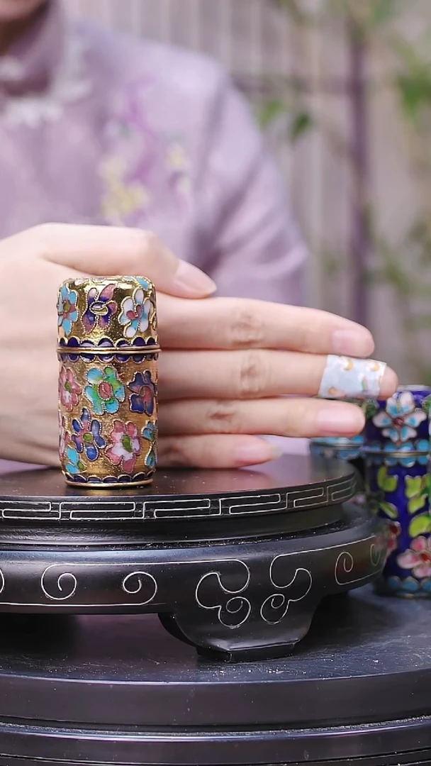 【闪购商品】非遗技艺 景泰蓝牙签筒金地