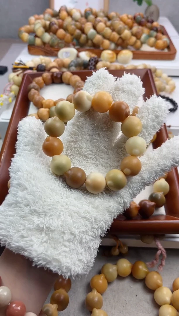 【闪购商品】菩提根/象牙果手串干磨猫猫头21mm瑕疵不补C94