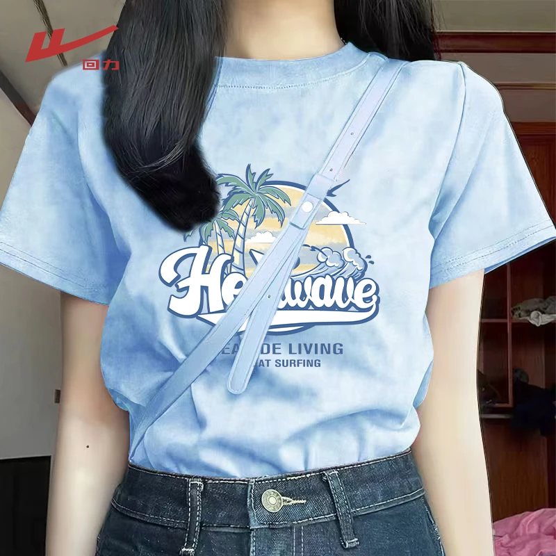 Warrior/回力圆领扎染印花宽松T恤2025爆款女装小众ins洋气设计感