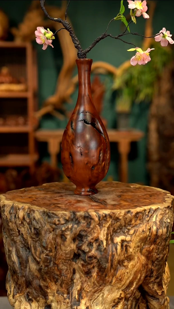 木雷击枣木富贵瓶