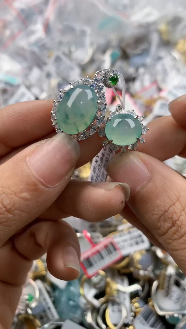 银S925镶嵌戒指翡翠101010----6