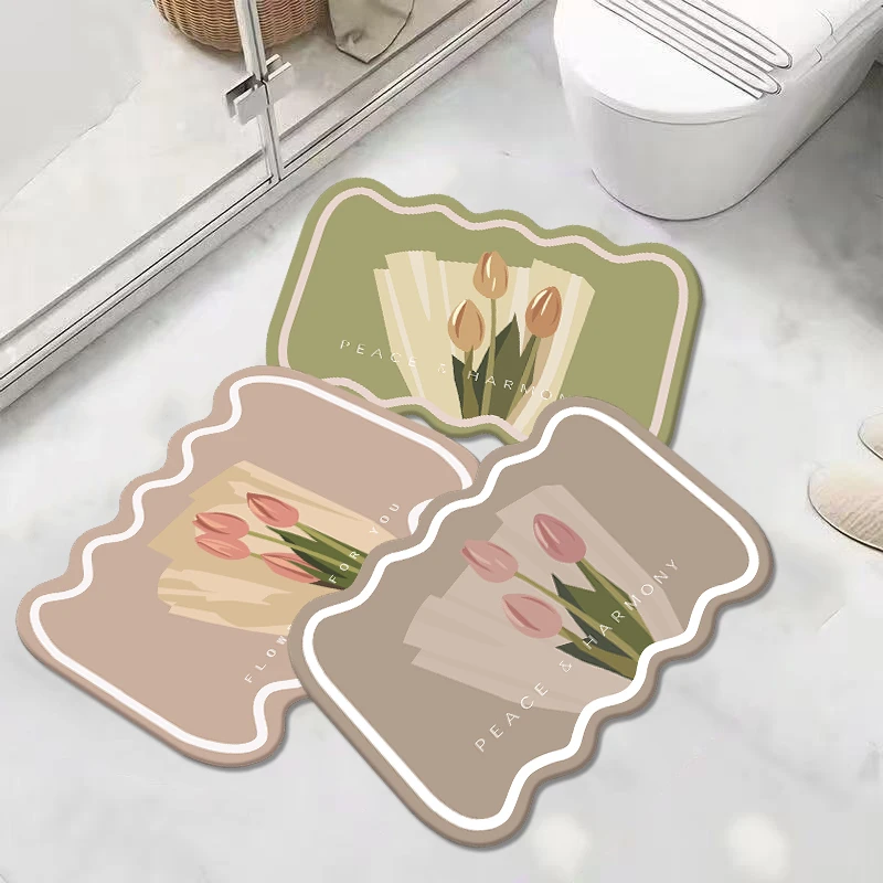 郁金香40*60CM三件装 防滑橡胶底门口吸水防滑家用卫生间