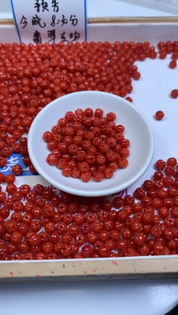 未镶嵌散珠南红玛瑙D272 柿子南红莲花珠8mm10个6.8元