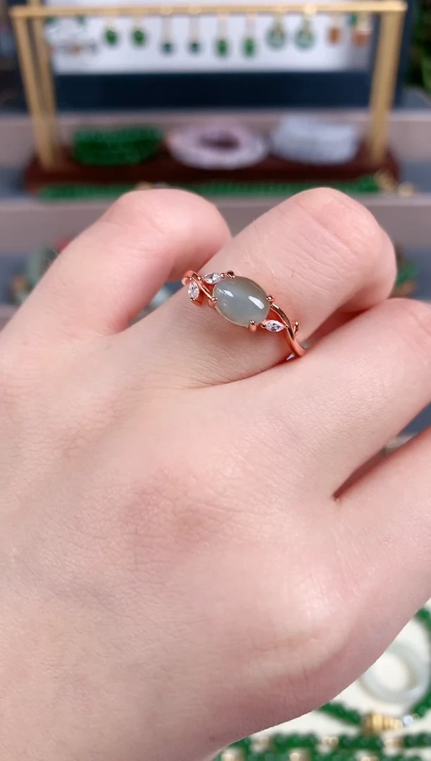 银S925镶嵌戒指和田玉1