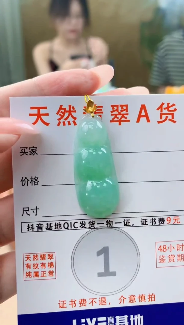 颈饰18K金镶嵌翡翠天然A货翡翠挂件
