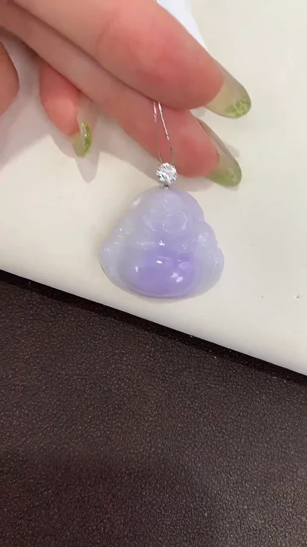 颈饰18K金镶嵌翡翠天然缅甸a货翡翠