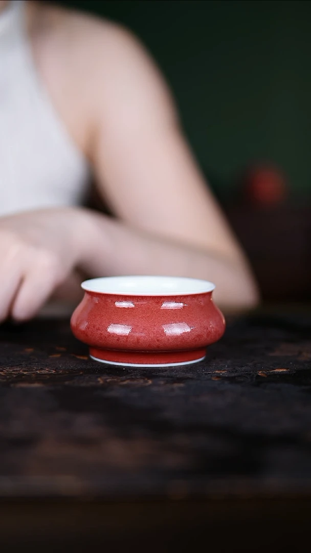 杯子景德镇纯手工陶瓷豇豆红