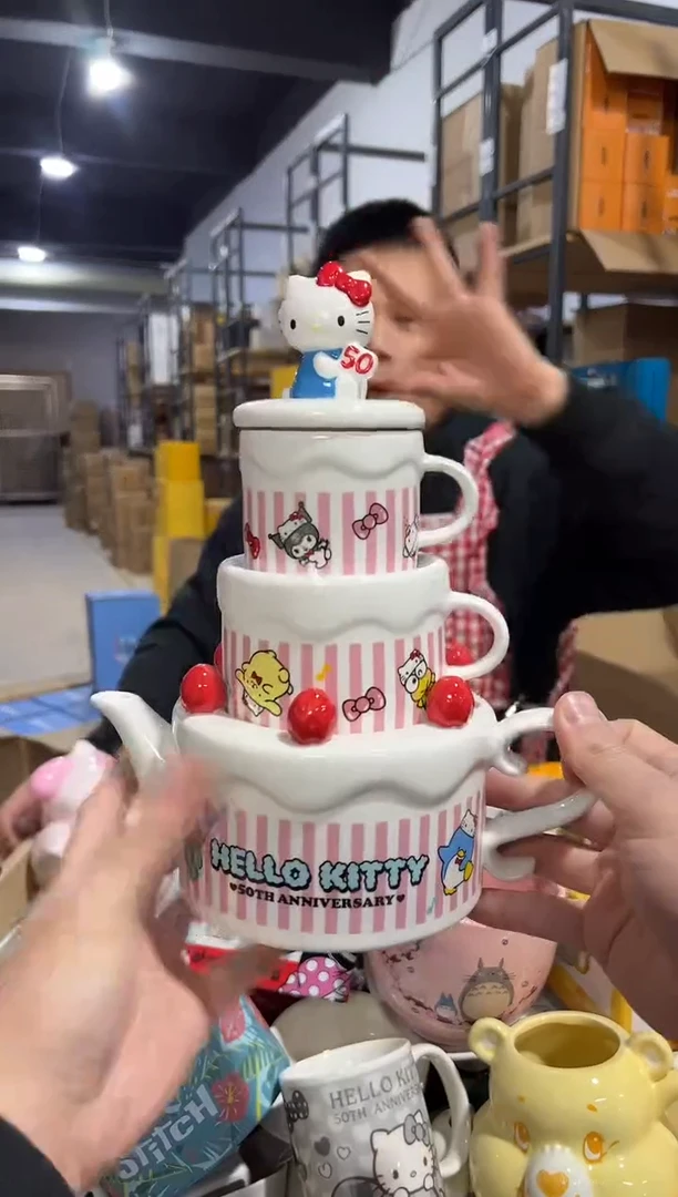 【闪购商品】杯原盒50周年kt猫蛋糕茶壶