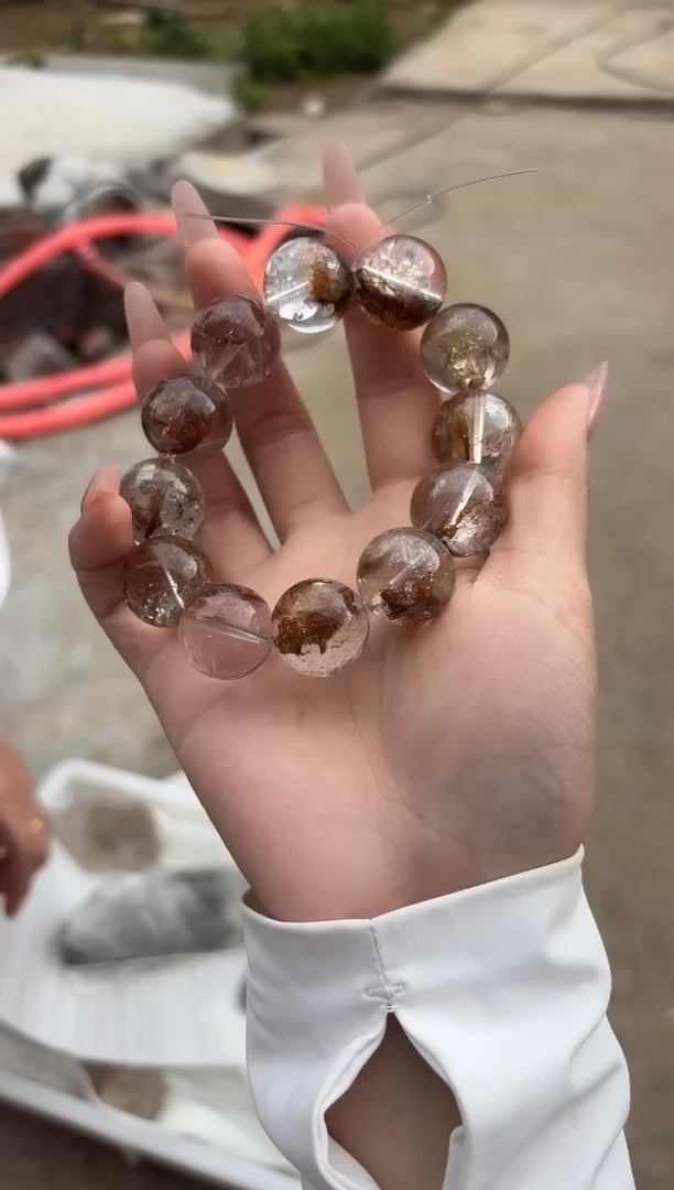 摆件未镶嵌水晶红泥骸骨手串20mm+095