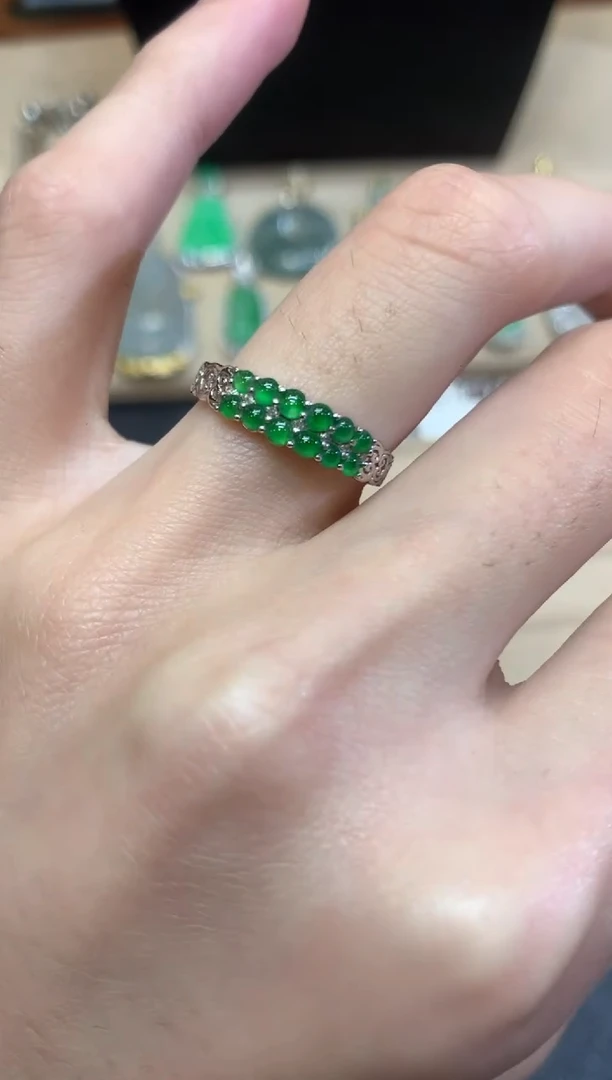 翡翠戒指18K金镶嵌蛋面【无服务费】