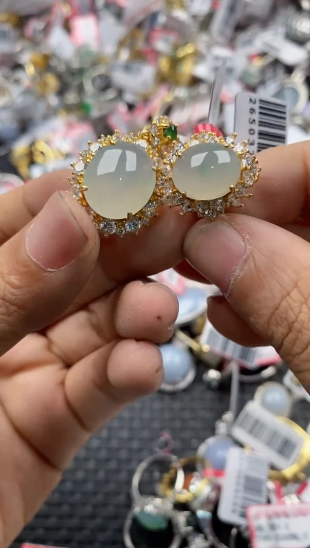 银S925镶嵌戒指翡翠12               7