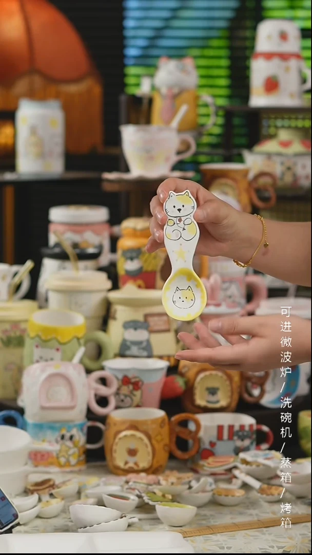 杯子景德镇高温釉下彩纯手绘创意瓷